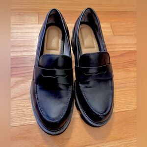 Black lug sole loafers